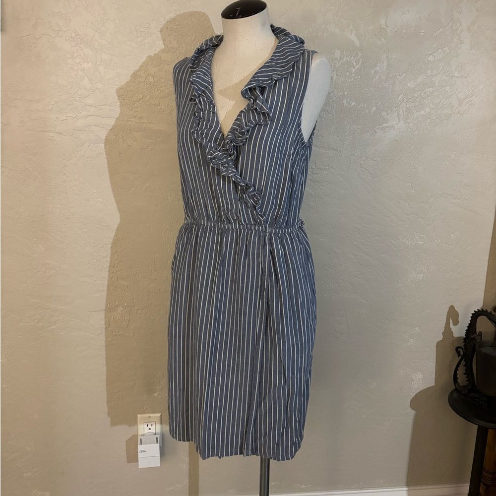 Banana Republic Striped Blue Sleeveless Dress Sz 6